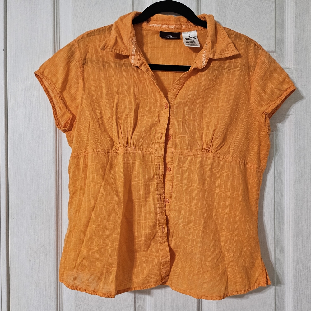 Jordache Orange Fitted Button Down Shirt with Notched Collar